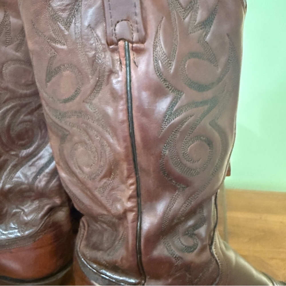 Dan Post brown Leather cowboy Boots Embroidery men’s 8 western pointed toe - Picture 6 of 16